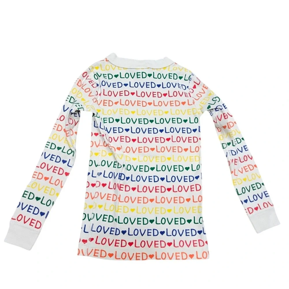 Hanna Andersson Kids Pajamas Set Long Sleeve US 5 Rainbow Loved Organic Cotton‎